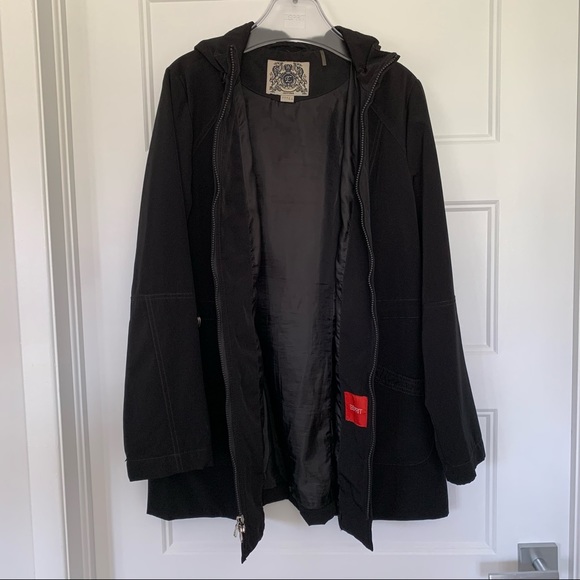 Esprit - Black Hooded Coat with Zipper - Size L - Picture 4 of 16